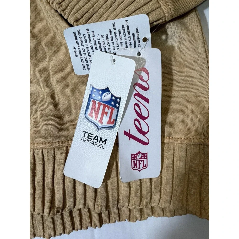 NWT San Francisco 49ers Hoodie Girls Small 3/5 Beige NFL Light Staining